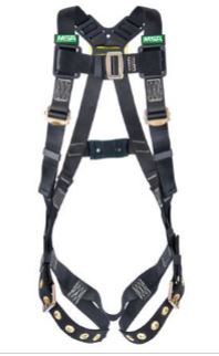 Workman Arc Flash Vest-Style Harness, BACK WEB Loop, Tongue Buckle leg straps, X-Small (XSM), Black - Ergonomic PPE